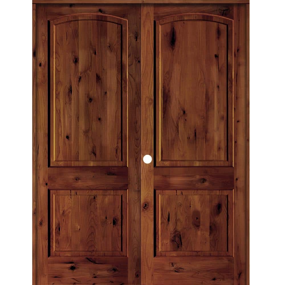 60 in. x 96 in. Rustic Knotty Alder 2-Panel Right Handed Red Chestnut Stain Wood Double Prehung Interior Door price history on PriceWatchPro