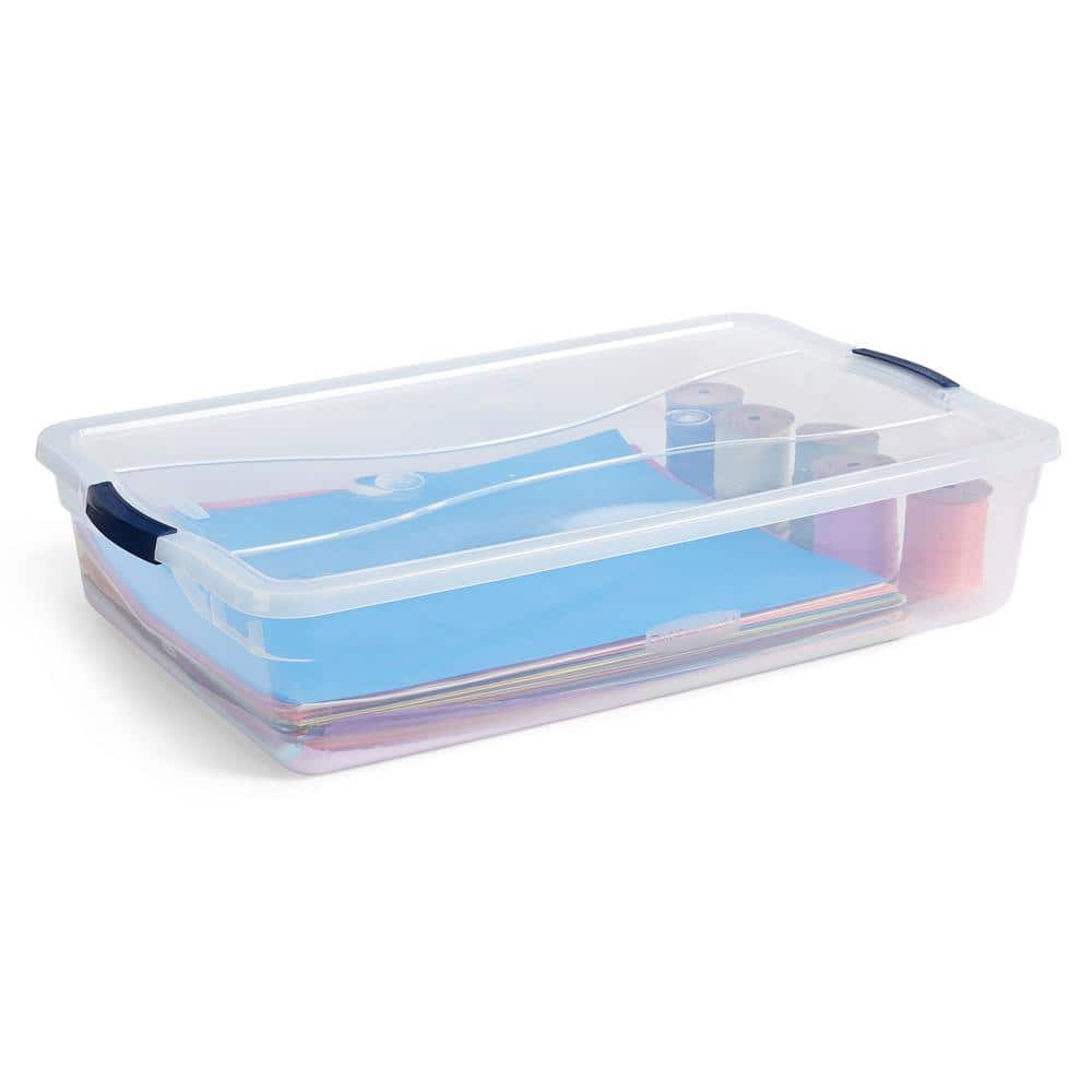 Clear Stackable Plastic Storage Bins with Latching Lids, 41 Qt, 4-Pack