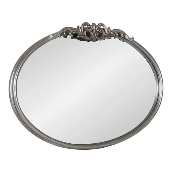 Kate and Laurel Arendahl 18.75 in. H x 27.25 in. W Modern Oval Framed Silver Wall Mirror