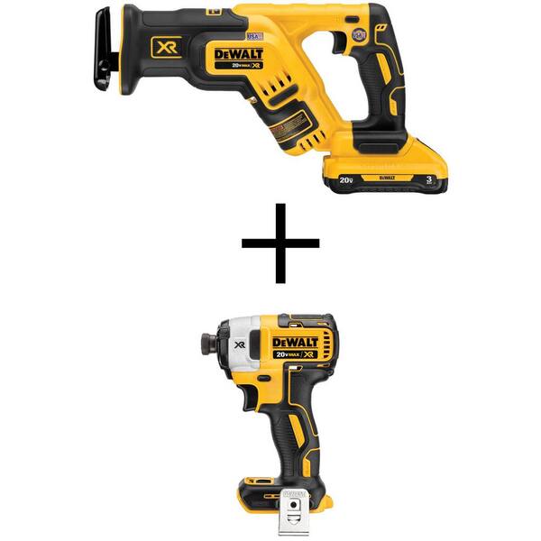 DeWalt DCS367L1W887 20-Volt Max Li-ion Cordless Brushless Compact Reciprocating Saw with 20-Volt Brushless 1/4 in. Impact Driver (Tool-Only)