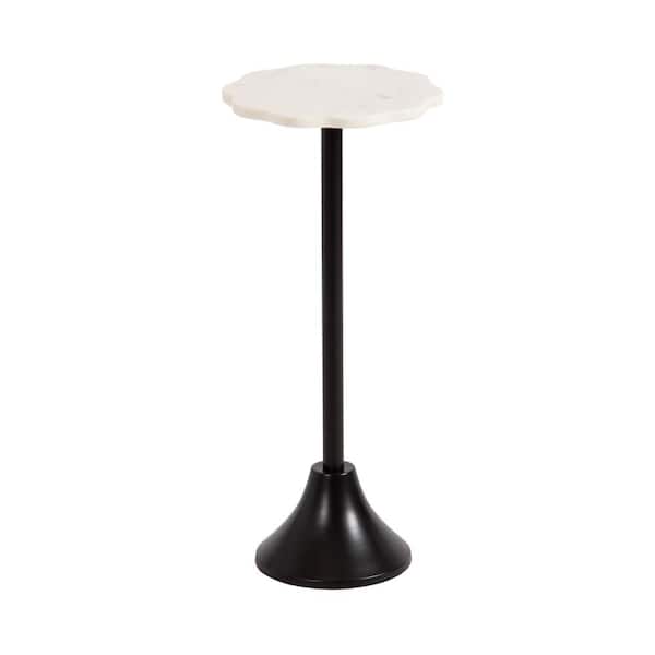 Sanzo 10 in. Black Scalloped Marble End Table