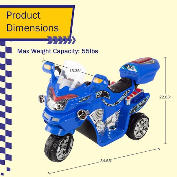 Lil Rider 3-Wheel Electric Motorcycle, Blue 80-109U - The Home Depot