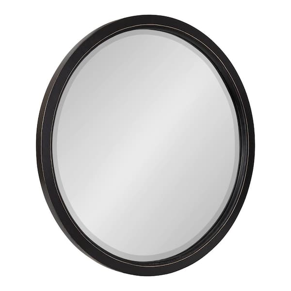 Kate and Laurel 24.00 in. H x 24.00 in. W Hogan Farmhouse Round Framed Black Accent Wall Mirror