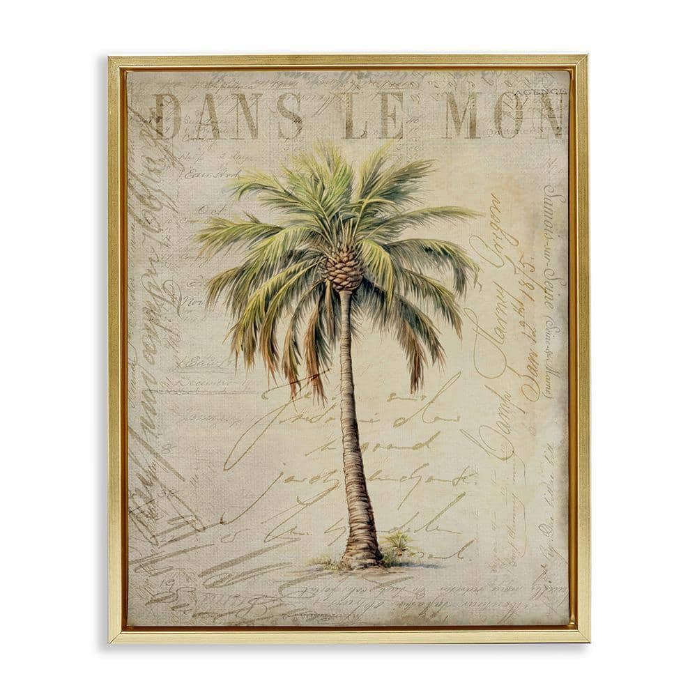 Stupell Industries Vintage Palm Tree by Andrea Haase 1 Piece Gold