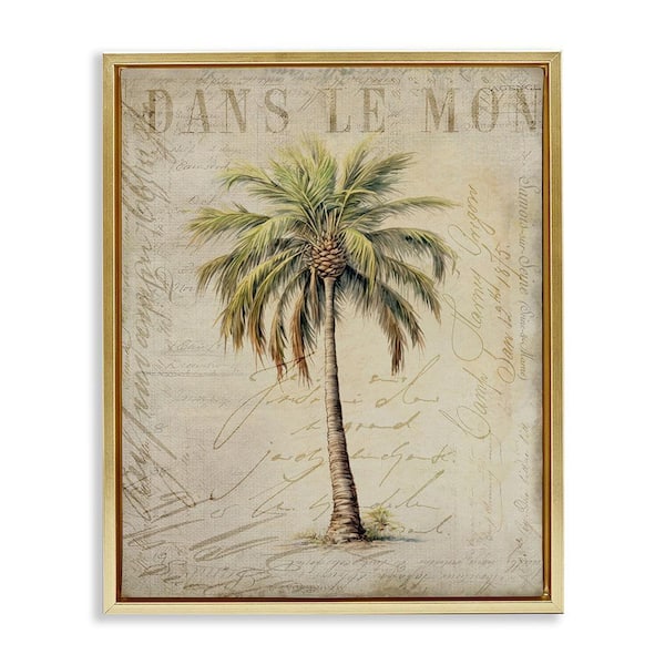 Stupell Industries Vintage Palm Tree by Andrea Haase 1 Piece Gold