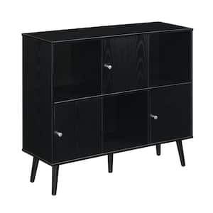 Xtra Storage 35.25 in. L Black Rectangle Wood Top 3 x 2 3-Door Cabinet Console Table