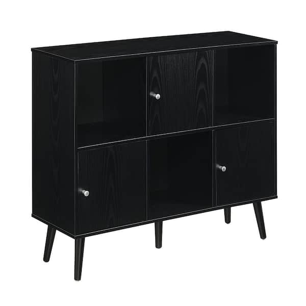Convenience Concepts Xtra Storage 35.25 in. L Black Rectangle Wood Top 3 x 2 3-Door Cabinet Console Table