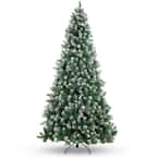 9 ft. Unlit Flocked Pre-Decorated Pine Artificial Christmas Tree