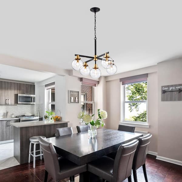 Carbon 27 in. 5-Light Indoor Black Chandelier