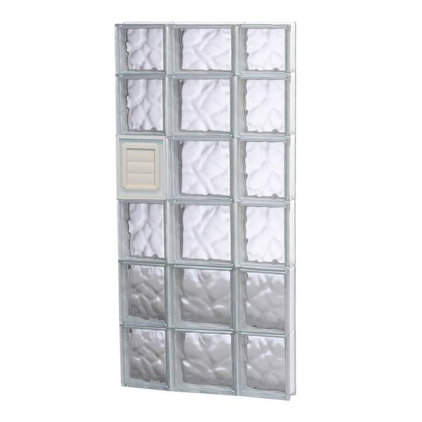 Clearly Secure 19.25 in. x 44.5 in. x 3.125 in. Frameless Wave Pattern Glass Block Window with Dryer Vent