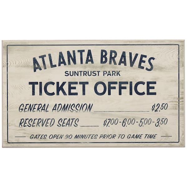 Open Road Brands Atlanta Braves Vintage Ticket Office Wood Wall Decor