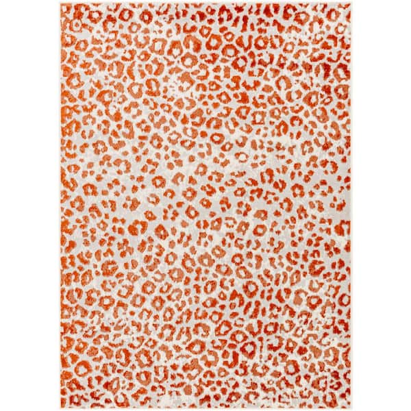 Livabliss Kendall Burnt Orange Animal Print 5 ft. x 7 ft. Indoor Area Rug