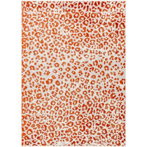 Livabliss Kendall Burnt Orange Animal Print 7 ft. x 9 ft. Indoor Area Rug