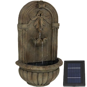 Florence Resin Florentine Stone Finish Solar Outdoor Wall Fountain