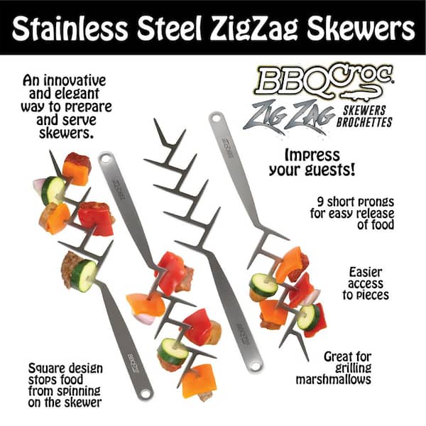 23 in. L x 5/8 in. W 2 mm Think Stainless Steel BBQ skewer in Silver  (8-Piece)