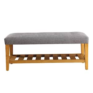 Gray and Oak Wooden Bench