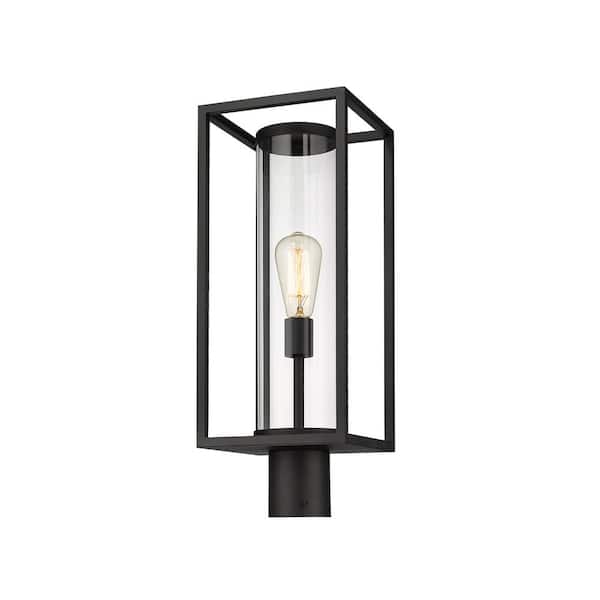 Unbranded Dunbroch 1-Light Black 22 in. Aluminum Hardwired Outdoor Weather Resistant Post Light Round Fitter with No Bulb Included