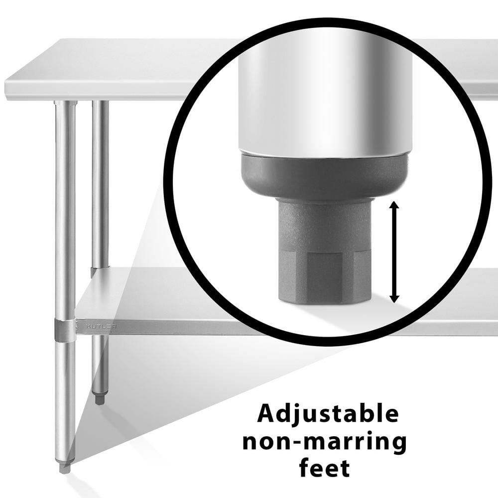 KUTLER 60'' Stainless Steel Commercial Kitchen Prep Table with Undershelf