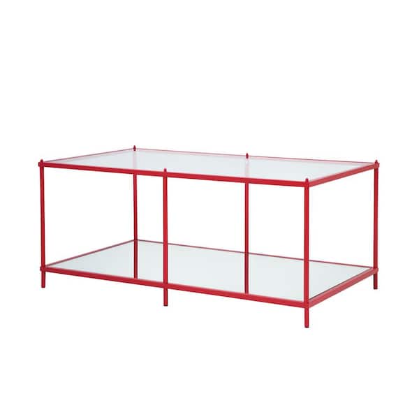 Furniture of America Upland 42 in. Red Rectangular Glass Top Coffee Table