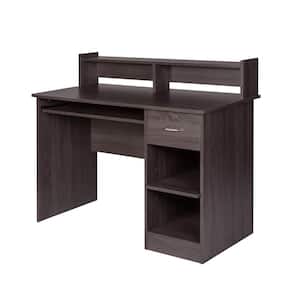 44 in. Rectangular Gray Oak 1 Drawer Computer Desk with Keyboard Tray