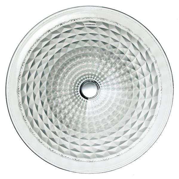 Kallos Undermount Glass Bathroom Sink in Ice