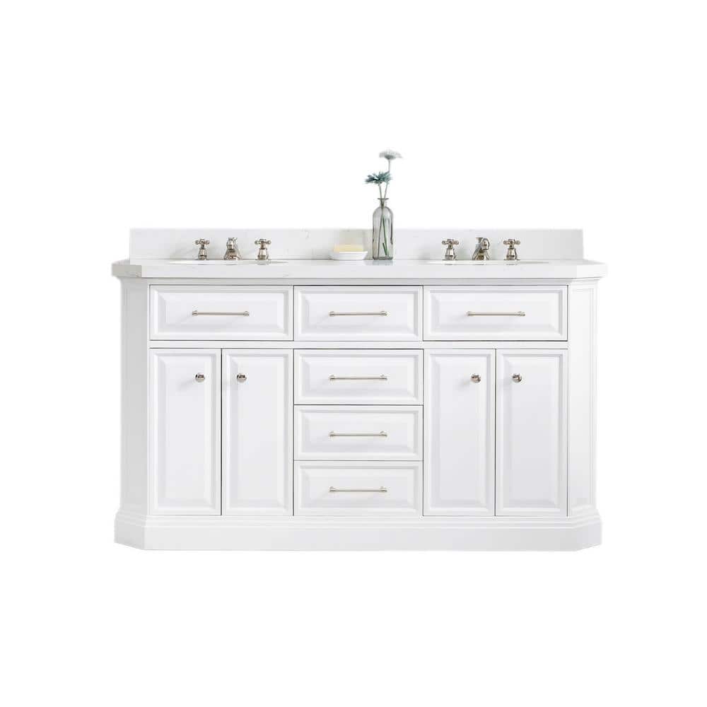 Palace 60'' Pure White Double Vanity with Quartz Top