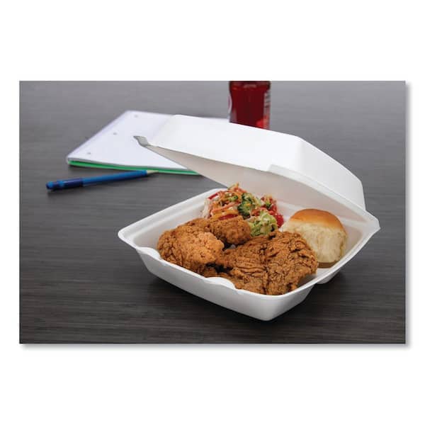 Dart Foam Hinged Lid Containers, 1-Compartment, 8.38 x 7.78 x 3.25, White,  200/Carton -DCC85HT1R