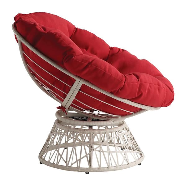 OSP Home Furnishings Papasan Chair with Pink Round Pillow Cushion