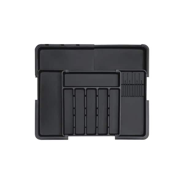 Drawer Organizer with Expandable for Kitchen Drawer Organizing, Utensil Storage and Flatware Organization, Black(1-Pack)