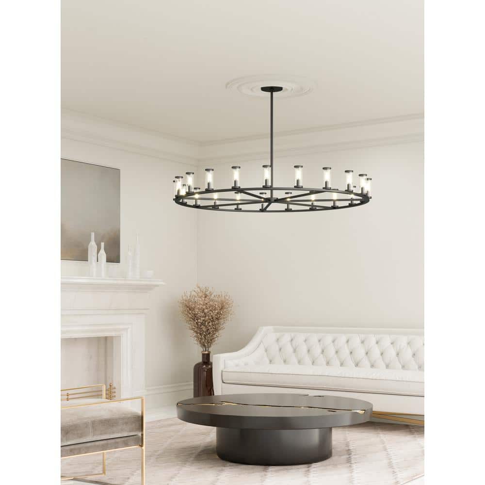 Urban Bronze Crystal Elegance 21-Light Wagon Wheel Chandelier