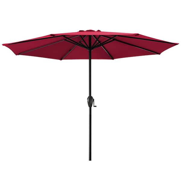 JEAREY 11 ft. Steel Crank Lift Patio Umbrella in Red