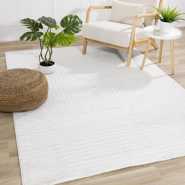 Veran Collections 8 ft. x 11 ft. Beige Stripes, Tonal/Solid Indoor Area Rug