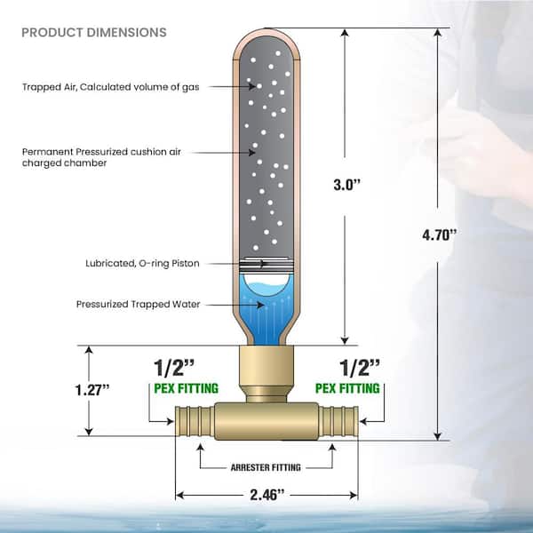 PLUMBFLEX 1/2 x 1/2 PEX Barb Tee Copper Water Hammer