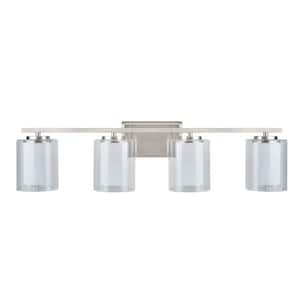 4-Light Satin Nickel Vanity Light with Clear Glass Shade