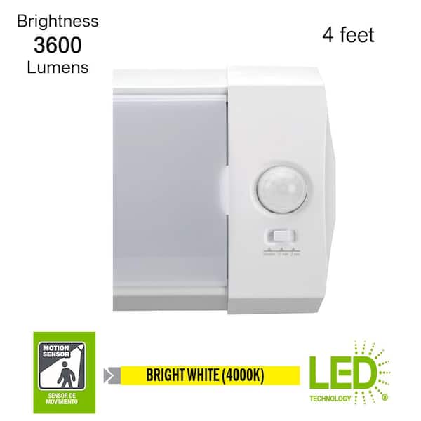 2-Pack 4 ft. 3600 Lumens Motion Sensing LED Wraparound Ceiling Light Garage Light Laundry Room Bright White 4000K