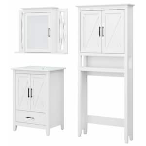 Key West 24.21 in. W x 18.31 in. D x 34.06 in. H Single Sink Bath Vanity in White Ash with White Wood Top and Mirror