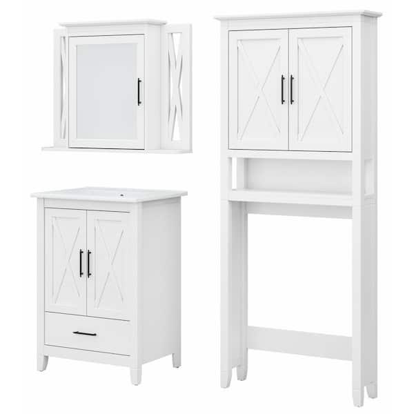 Key West 24.21 in. W x 18.31 in. D x 34.06 in. H Single Sink Bath Vanity in White Ash with White Wood Top and Mirror