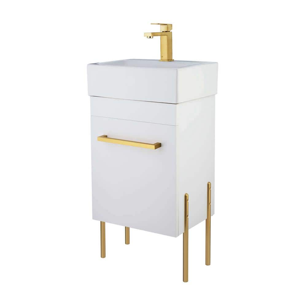Concordia 17 in. W x 11.75 in. D x 33.50 in. H Bathroom Vanity in White Matte with White Ceramic Top price history on PriceWatchPro