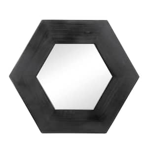 18.5 in. W x 18.5 in. H Hexagon Framed Black Mirror Wall Decor for Living Room Bathroom Hallway