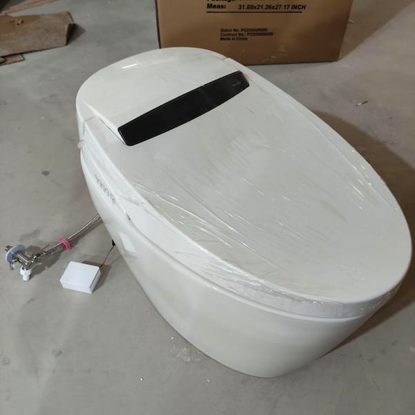 Automatic Bidet Toilet 1.28 GPF in White with Foot Sensor Flush, Heated Seat, Instant Warm Water, Deodorizing
