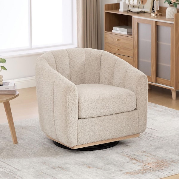 Iliana Modern Wheat Upholstered Chenille Swivel Chair Accent Arm Chair with Metal Base
