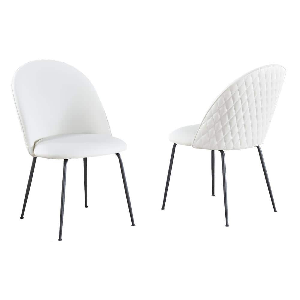 Elegant White Faux Leather Upholstered Side Chair Set