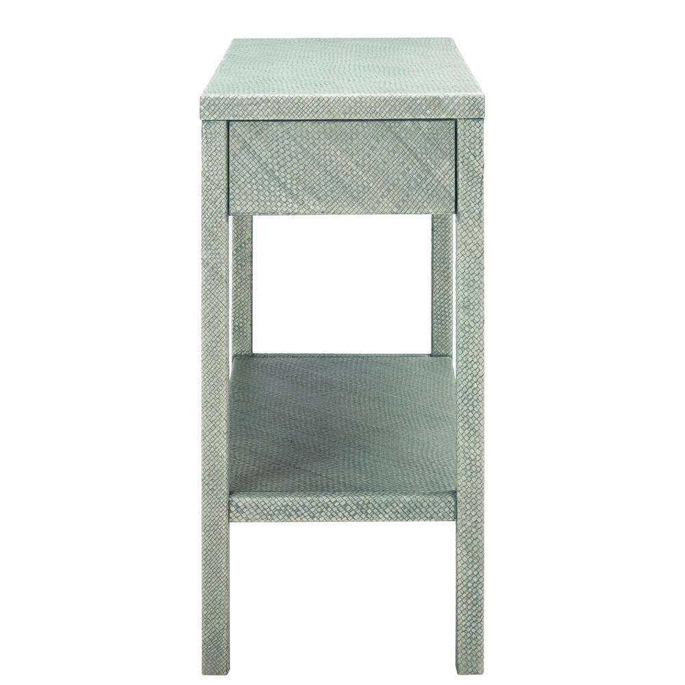 Turquoise and Antique Gold Wood Hallway Table with Storage