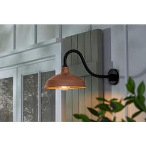 Easton 11 in. 1-Light Copper Barn Outdoor Wall Lantern Sconce with Steel Shade