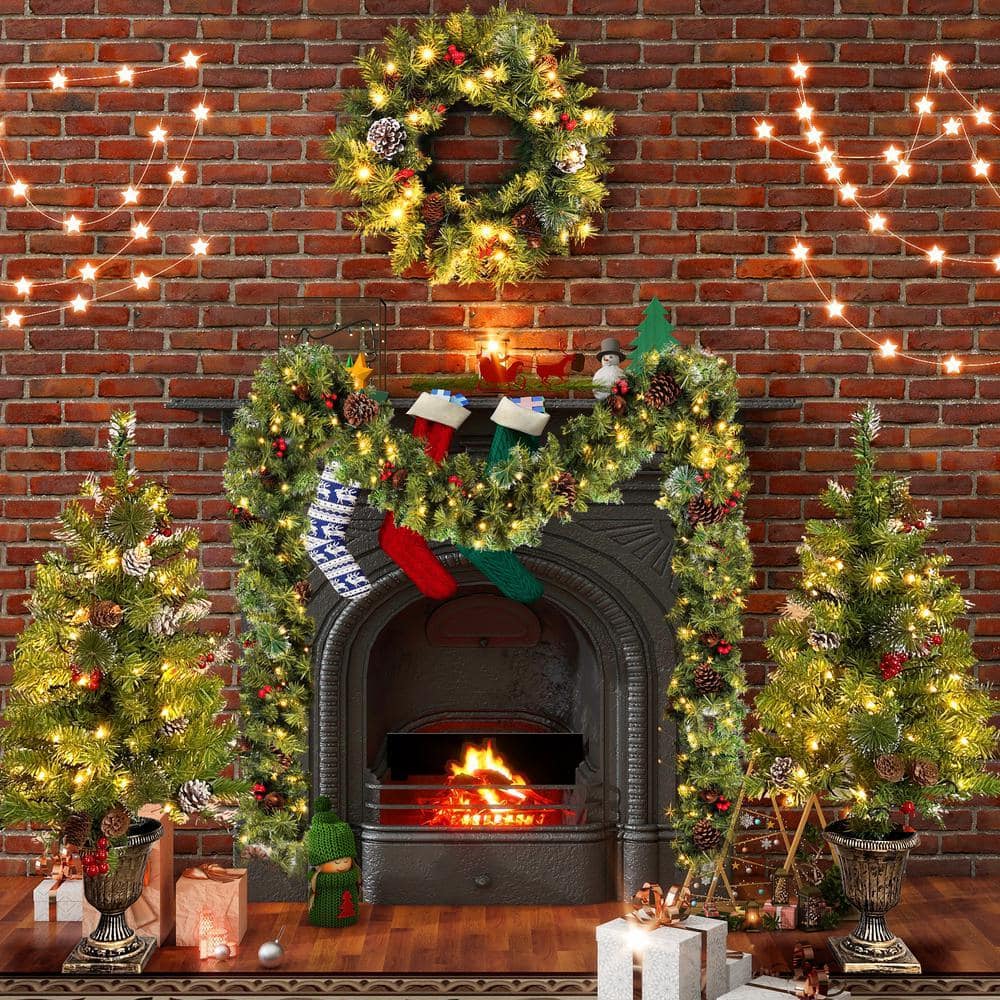 Cesicia 36 in. x 26 in. Christmas Tree Arbor 4-Piece Set with LED
