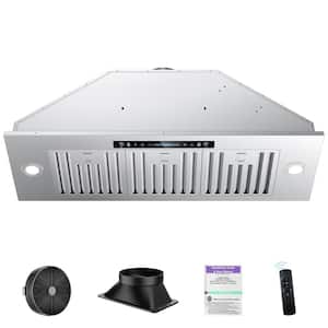 36 in. 600CFM Convertible Insert Range Hood in Stainless Steel with 4 Speed Gesture Control and Touch Panel