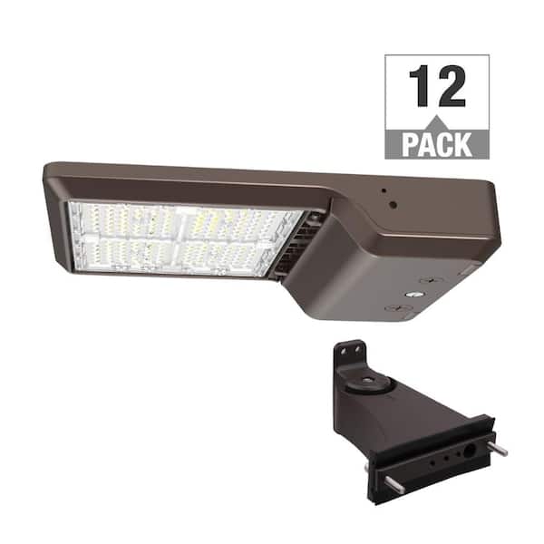 ETI LIGHTING 175-Watt Equivalent Integrated LED Bronze Area Light with Straight Arm Kit TYPE 5 Adjustable Lumens and CCT (12-Pack)