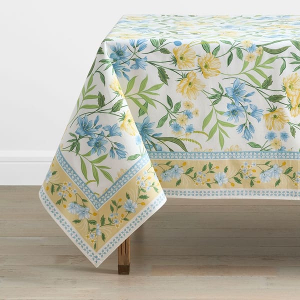 Company Cotton Gardenia Mist Yellow 70 in. x 120 in. Tablecloth