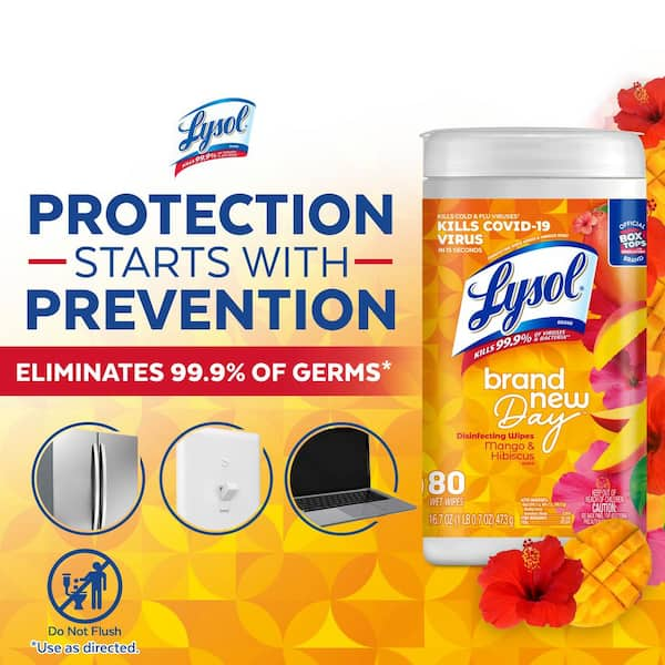 Lysol 80-Count Mango and Hibiscus Scent Disinfecting Wipes 19200-97181 -  The Home Depot