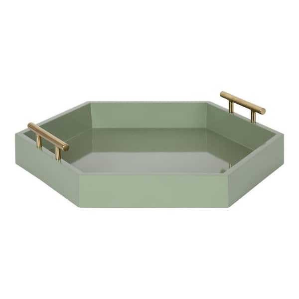 Kate and Laurel Lipton 15.50 in. W Hexagon Green MDF Decorative Tray